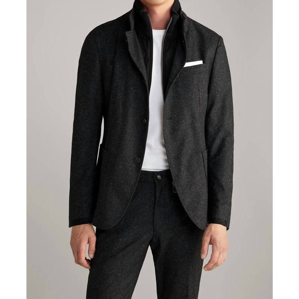 NEW JOOP! hectar wool & silk marled field coat in black
